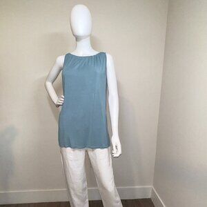 KRISA: NWT, Shirred Halter Top, Size - L, Color - Foam/Turquoise, MSRP - $99